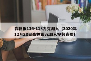 森林狼116-113力克湖人（2020年12月28日森林狼vs湖人视频直播）